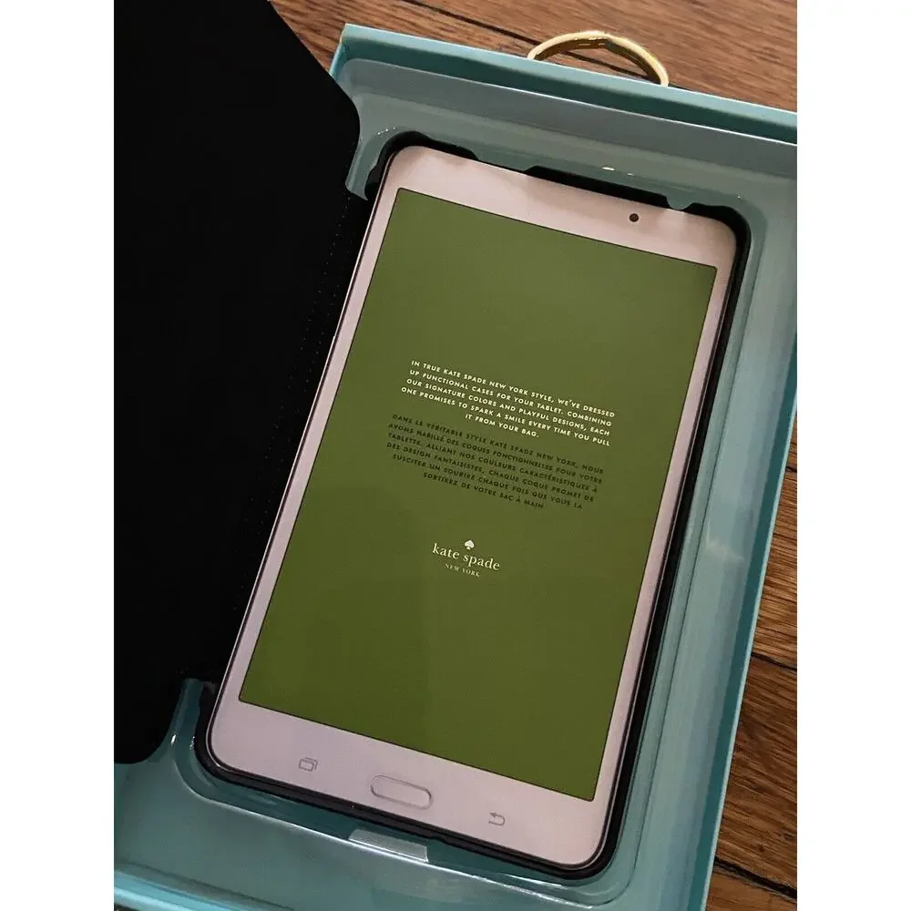 KATE SPADE Black Vegan Leather Folio Case For Galaxy Tab A NOOK (NIB)